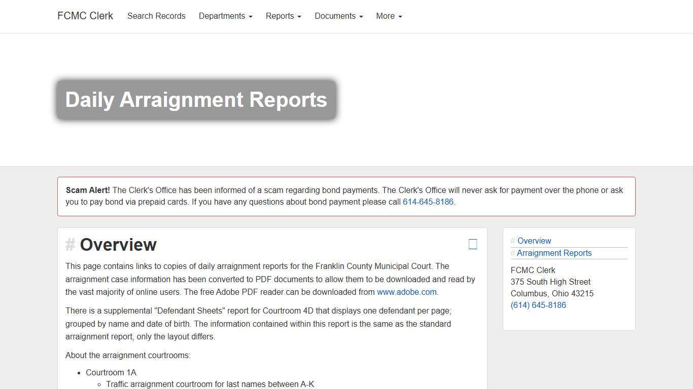 Daily Arraignment Reports