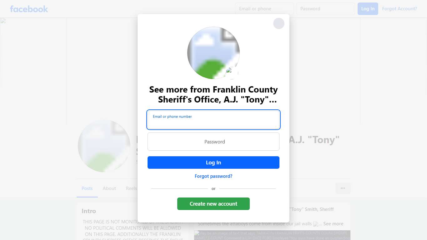 Franklin County Sheriff's Office, A.J. "Tony" Smith, Sheriff Eastpoint FL Facebook